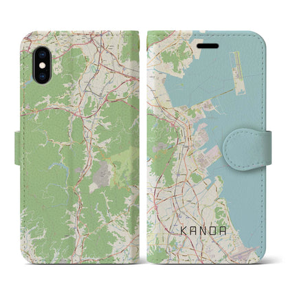 【苅田（福岡県）】地図柄iPhoneケース（手帳タイプ）ナチュラル・iPhone XS / X 用