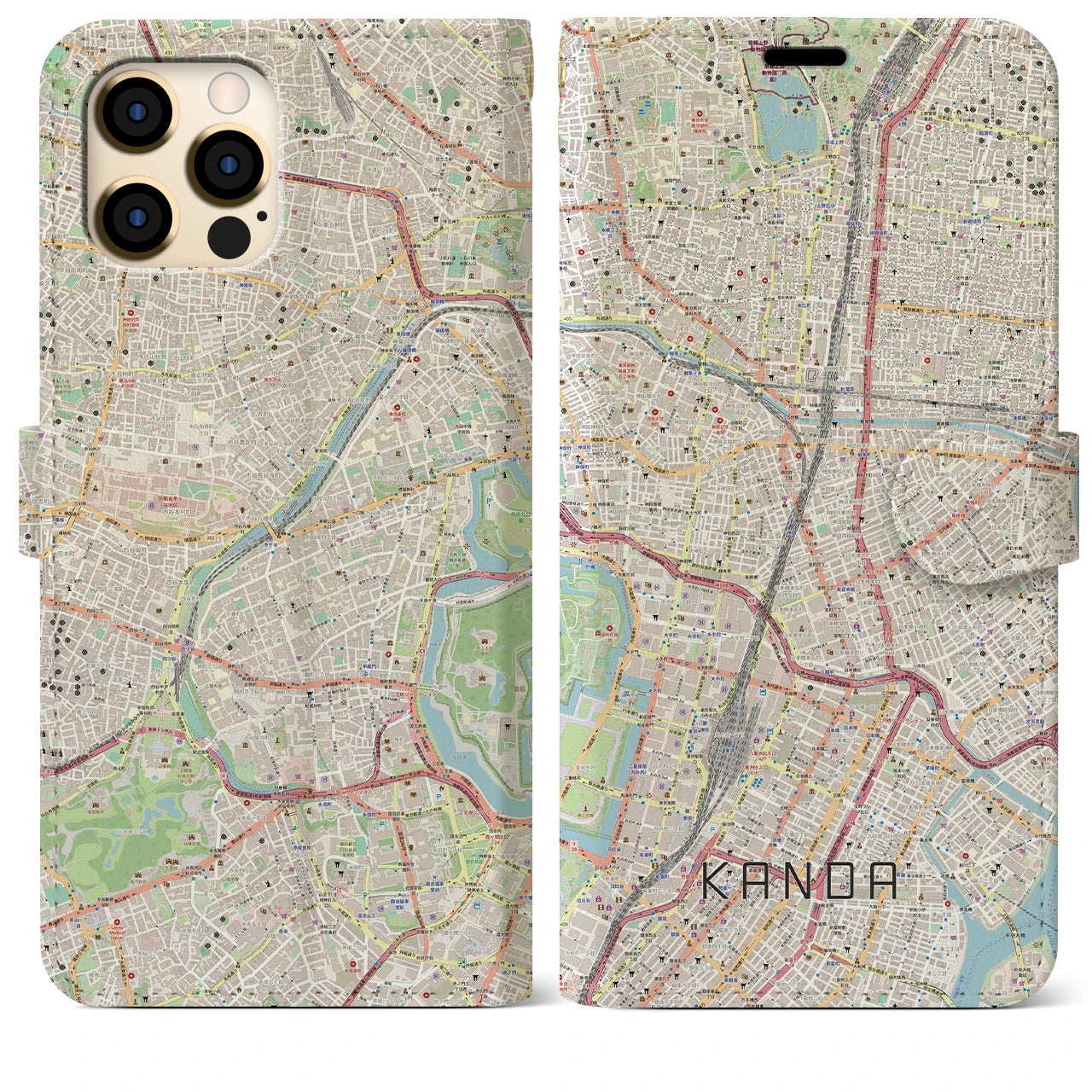 【神田(東京都)】地図柄iPhoneケース(手帳タイプ)