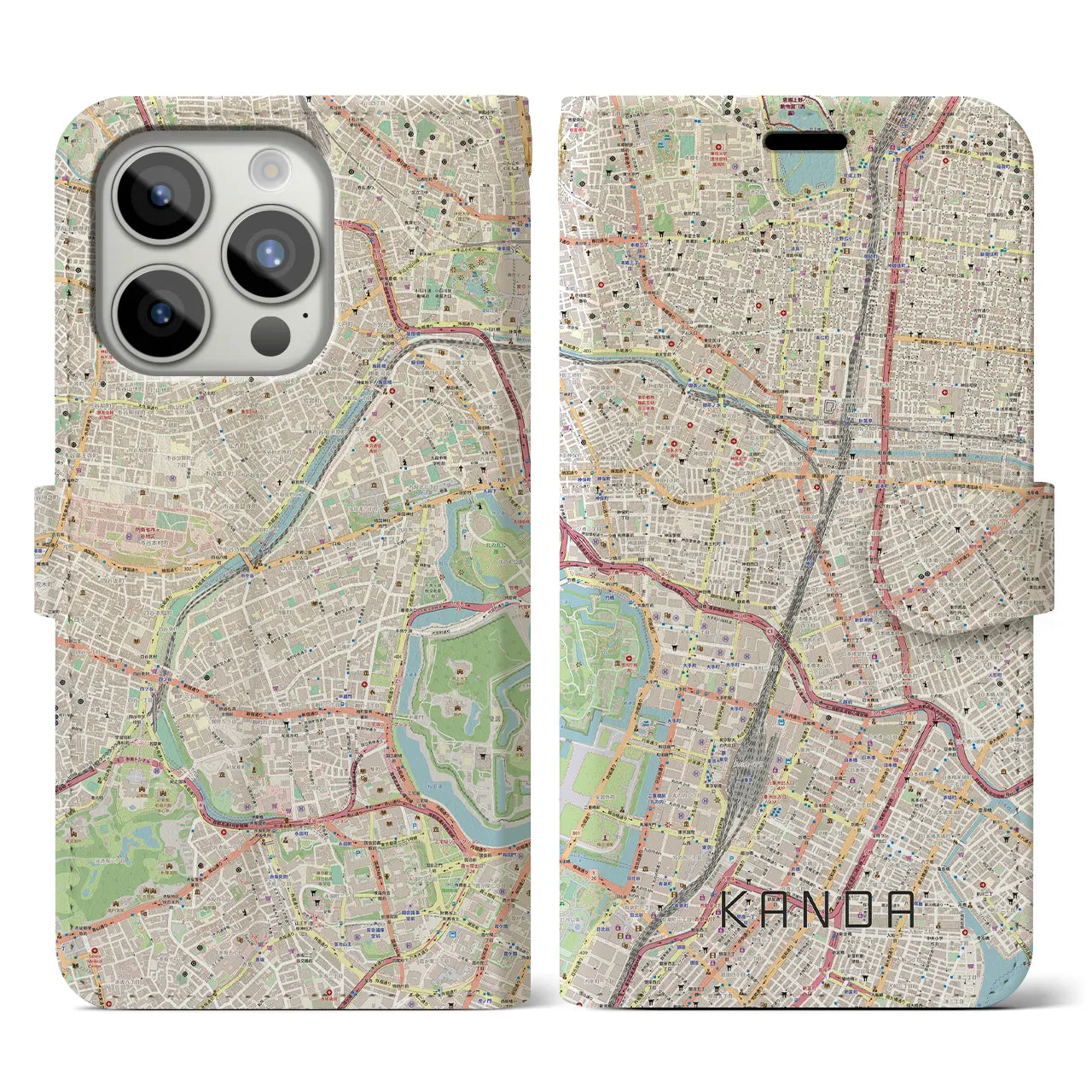 【神田(東京都)】地図柄iPhoneケース(手帳タイプ)