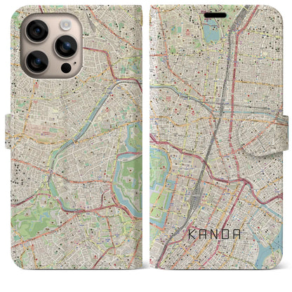 【神田（東京都）】地図柄iPhoneケース（手帳タイプ）ナチュラル・iPhone 16 Plus 用