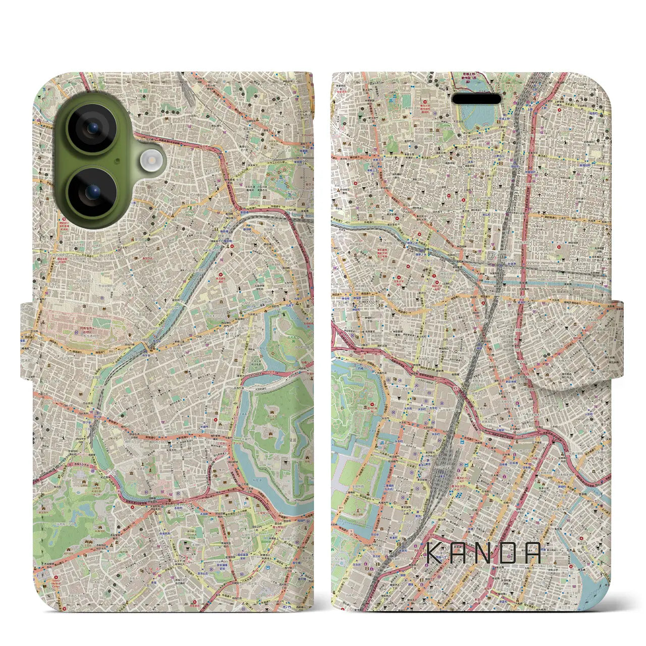 【神田(東京都)】地図柄iPhoneケース(手帳タイプ)