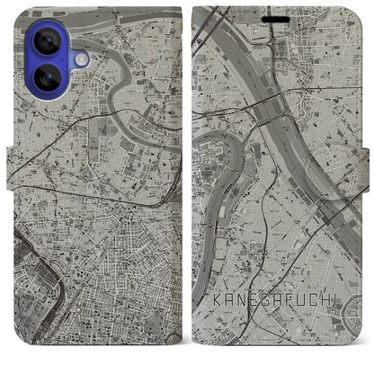 【鐘ヶ淵（東京都）】地図柄iPhoneケース（手帳タイプ）モノトーン・iPhone 16 Pro Max 用