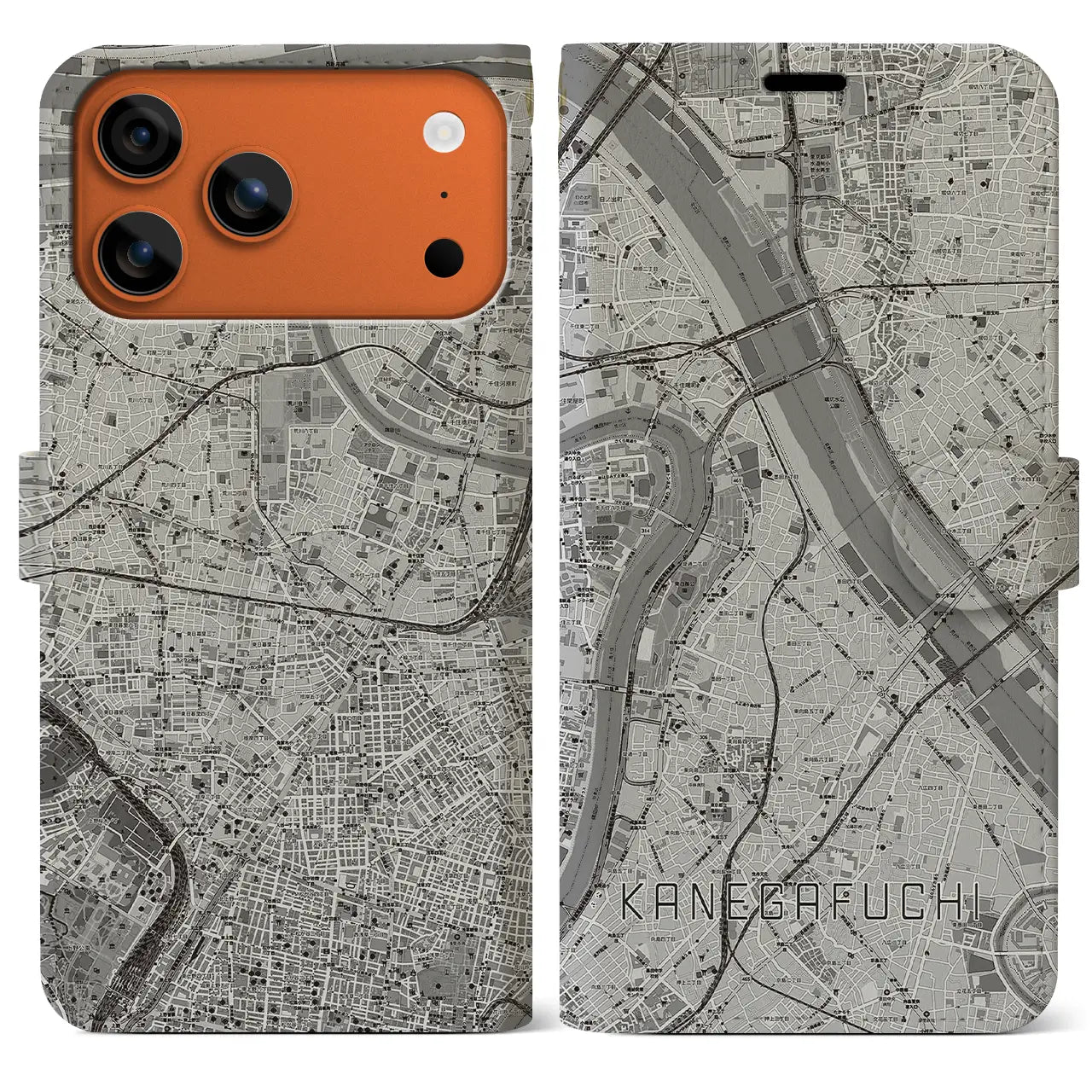 【鐘ヶ淵（東京都）】地図柄iPhoneケース（手帳タイプ）