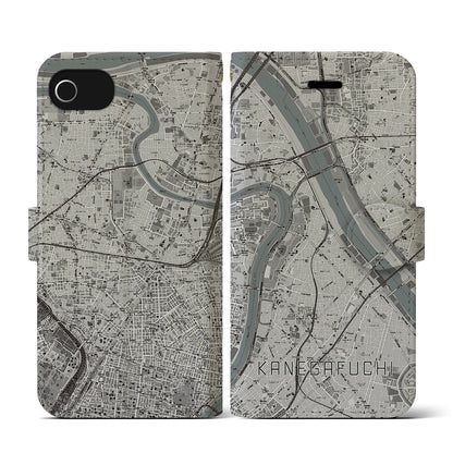 【鐘ヶ淵（東京都）】地図柄iPhoneケース（手帳タイプ）モノトーン・iPhone SE（第3 / 第2世代） / 8 / 7 / 6s / 6 用