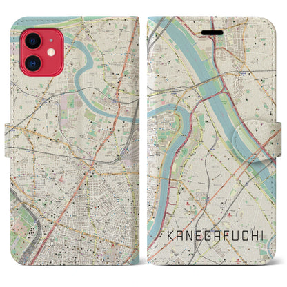 【鐘ヶ淵（東京都）】地図柄iPhoneケース（手帳タイプ）ナチュラル・iPhone 11 用