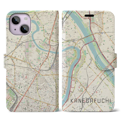 【鐘ヶ淵（東京都）】地図柄iPhoneケース（手帳タイプ）ナチュラル・iPhone 14 用