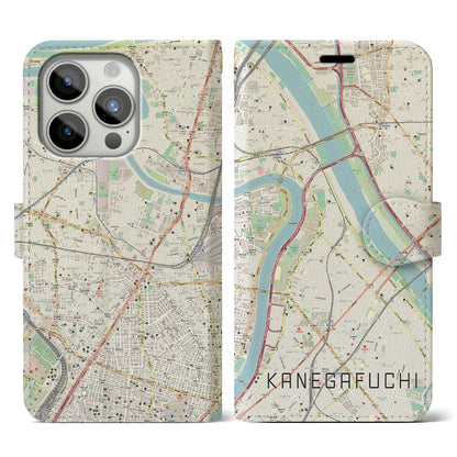 【鐘ヶ淵（東京都）】地図柄iPhoneケース（手帳タイプ）ナチュラル・iPhone 15 Pro 用