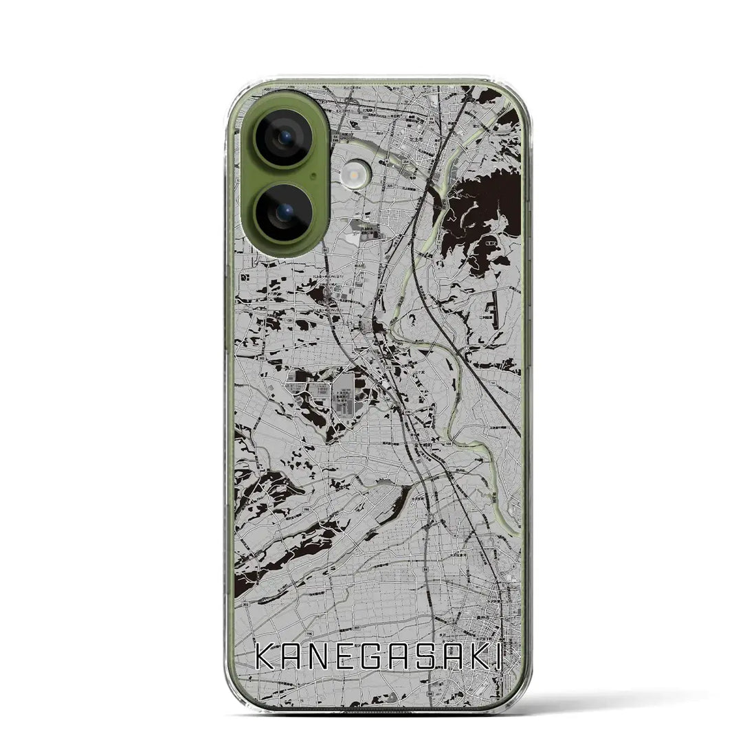 【金ケ崎(岩手県)】地図柄iPhoneケース(クリアタイプ)モノトーン・iPhone 17 Pro Max 用