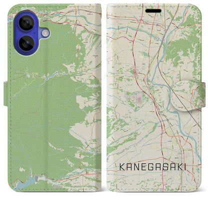 【金ケ崎（岩手県）】地図柄iPhoneケース（手帳タイプ）ナチュラル・iPhone 16 Pro Max 用