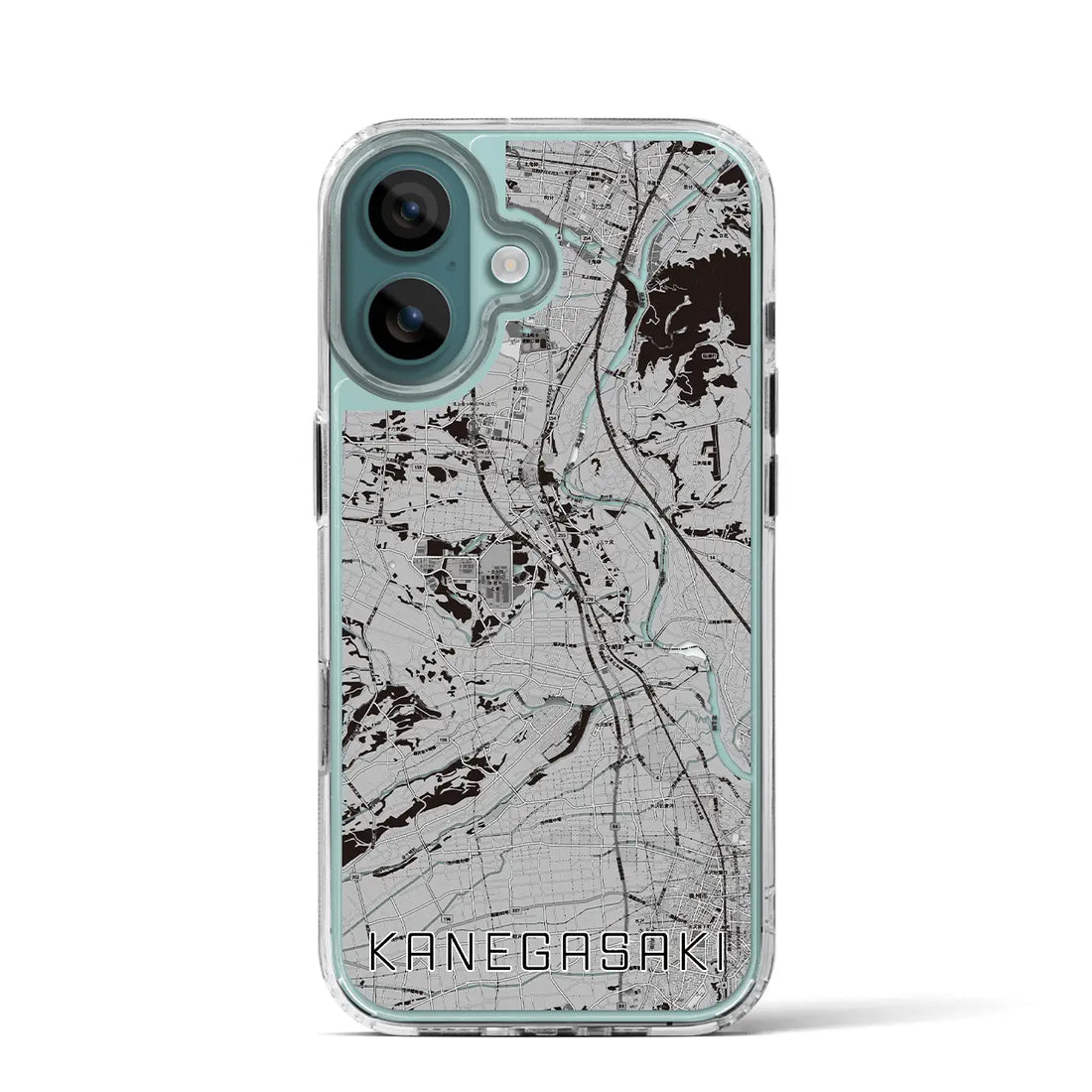 【金ケ崎(岩手県)】地図柄iPhoneケース(MagSafeタイプ)モノトーン・iPhone 16 Pro 用