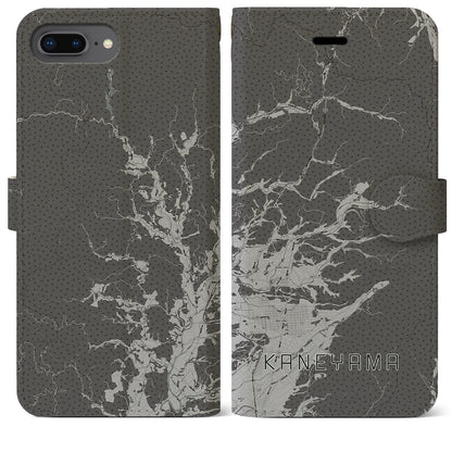 【金山（山形県）】地図柄iPhoneケース（手帳タイプ）モノトーン・iPhone 8Plus /7Plus / 6sPlus / 6Plus 用