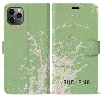 【金山（山形県）】地図柄iPhoneケース（手帳タイプ）ナチュラル・iPhone 11 Pro Max 用