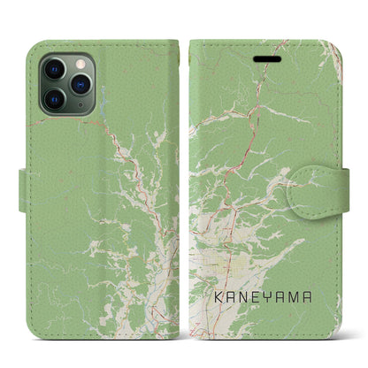 【金山（山形県）】地図柄iPhoneケース（手帳タイプ）ナチュラル・iPhone 11 Pro 用