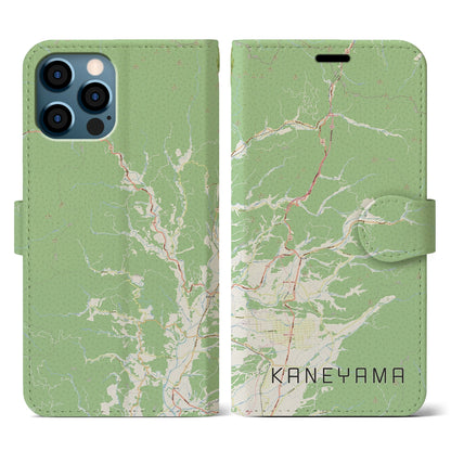 【金山（山形県）】地図柄iPhoneケース（手帳タイプ）ナチュラル・iPhone 12 / 12 Pro 用
