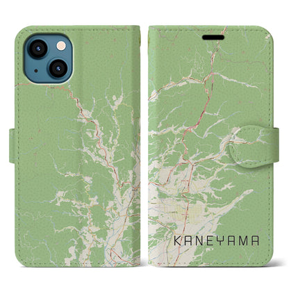 【金山（山形県）】地図柄iPhoneケース（手帳タイプ）ナチュラル・iPhone 13 用