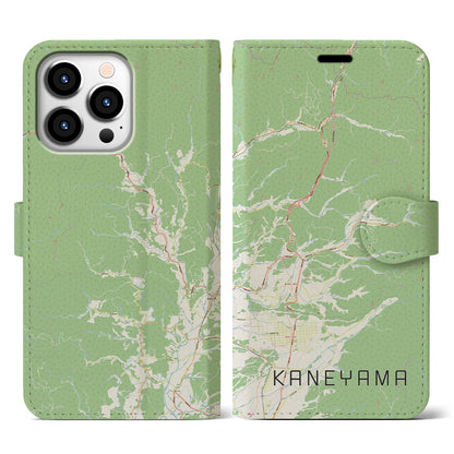 【金山（山形県）】地図柄iPhoneケース（手帳タイプ）ナチュラル・iPhone 13 Pro 用