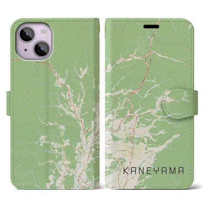 【金山（山形県）】地図柄iPhoneケース（手帳タイプ）ナチュラル・iPhone 14 用