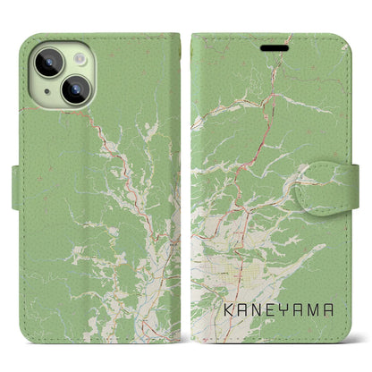 【金山（山形県）】地図柄iPhoneケース（手帳タイプ）ナチュラル・iPhone 15 用