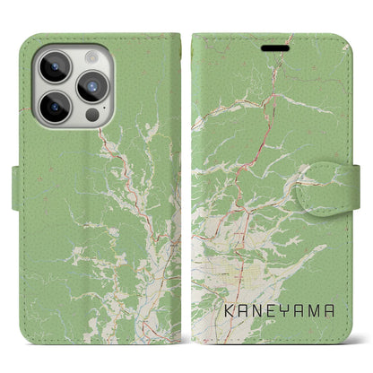 【金山（山形県）】地図柄iPhoneケース（手帳タイプ）ナチュラル・iPhone 15 Pro 用