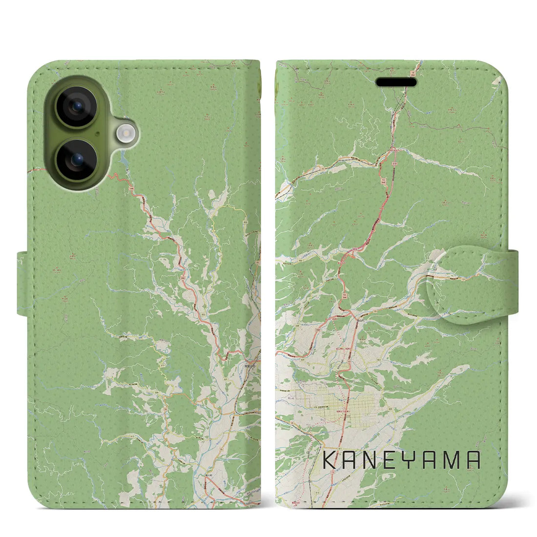 【金山(山形県)】地図柄iPhoneケース(手帳タイプ)モノトーン・iPhone 17 Pro Max 用