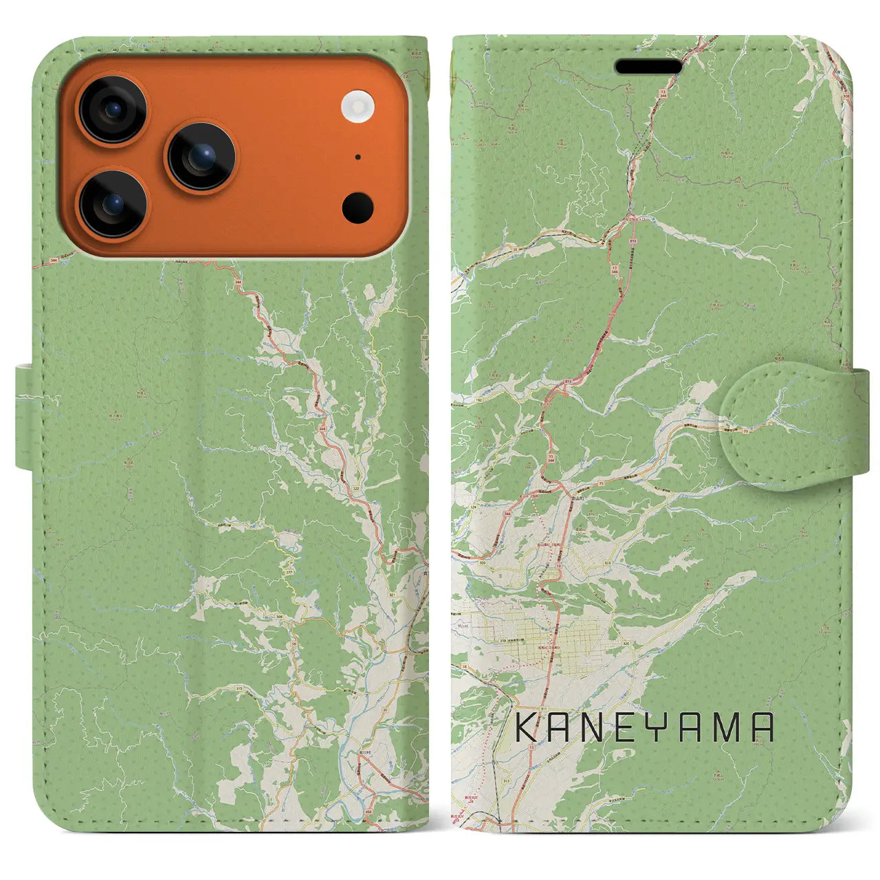 【金山（山形県）】地図柄iPhoneケース（手帳タイプ）