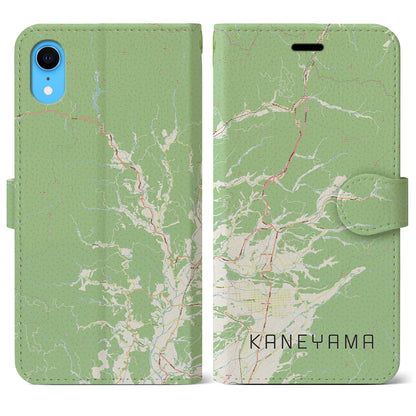 【金山（山形県）】地図柄iPhoneケース（手帳タイプ）ナチュラル・iPhone XR 用