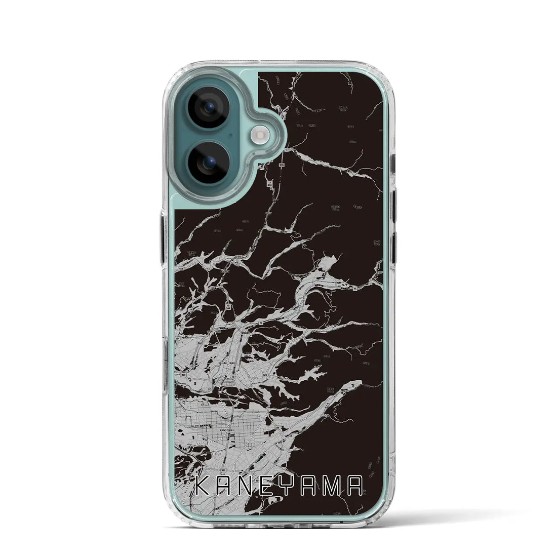 【金山（山形県）】地図柄iPhoneケース（MagSafeタイプ）モノトーン・iPhone 16 Pro 用