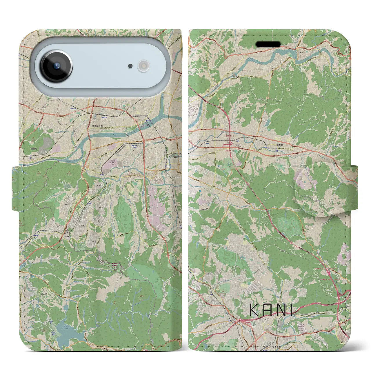 【可児（岐阜県）】地図柄iPhoneケース（手帳タイプ）