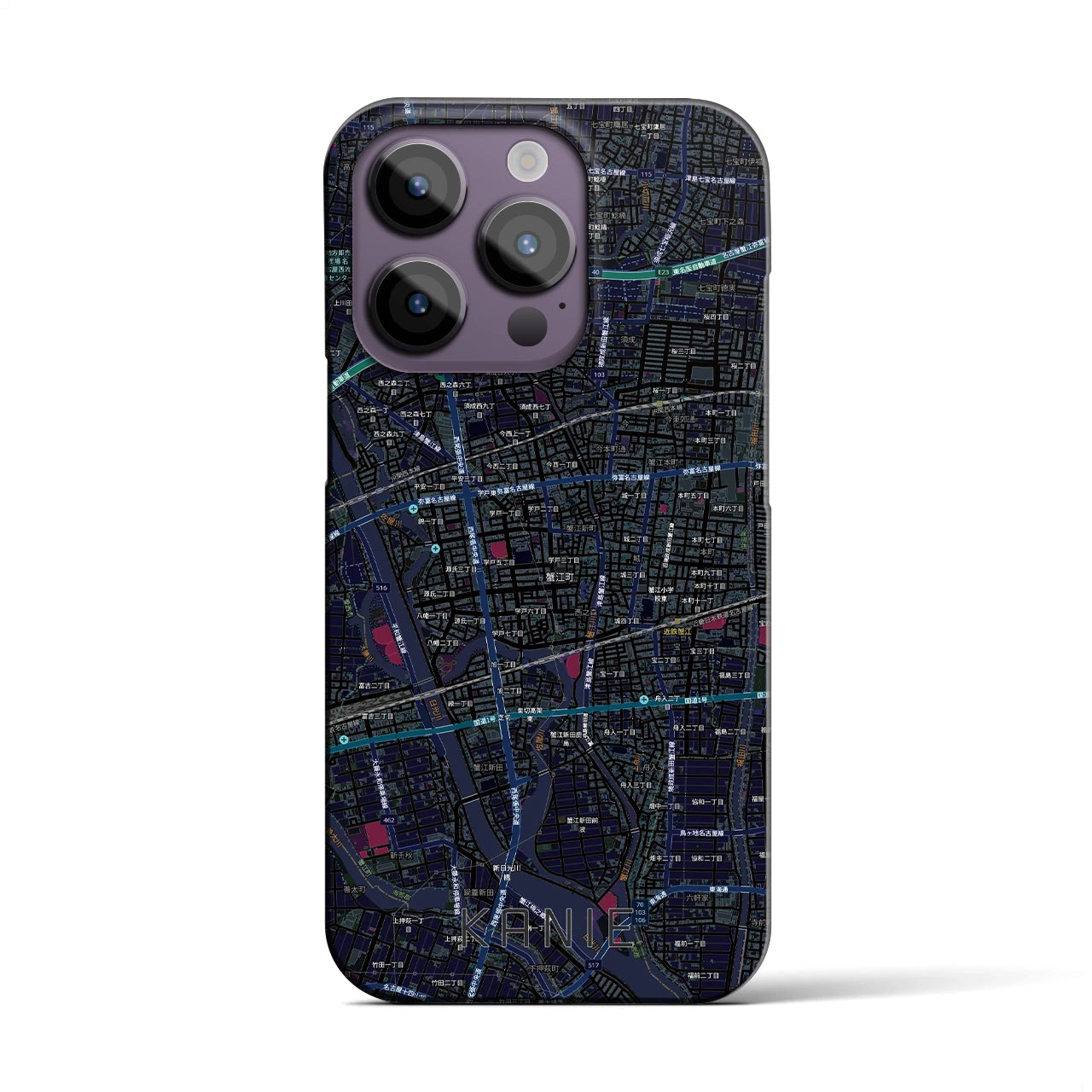 【蟹江（愛知県）】地図柄iPhoneケース（バックカバータイプ）