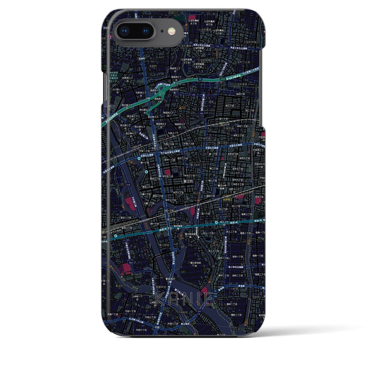 【蟹江（愛知県）】地図柄iPhoneケース（バックカバータイプ）