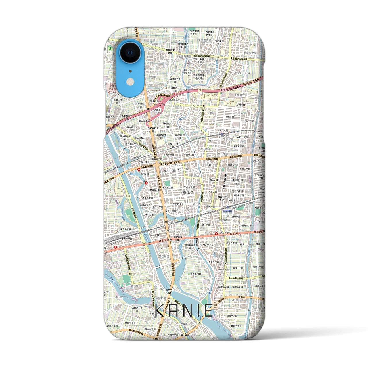 【蟹江（愛知県）】地図柄iPhoneケース（バックカバータイプ）