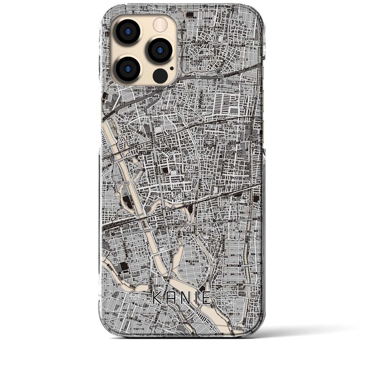 【蟹江（愛知県）】地図柄iPhoneケース（クリアタイプ）