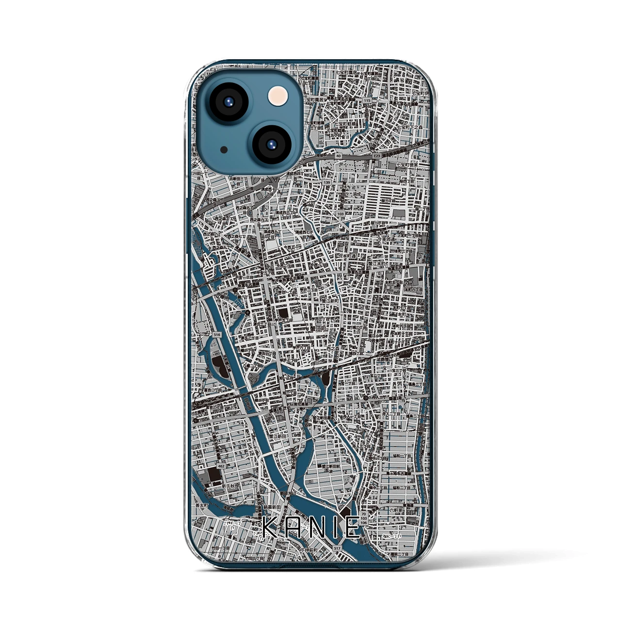 【蟹江（愛知県）】地図柄iPhoneケース（クリアタイプ）