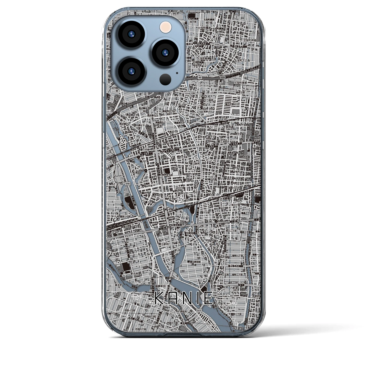 【蟹江（愛知県）】地図柄iPhoneケース（クリアタイプ）