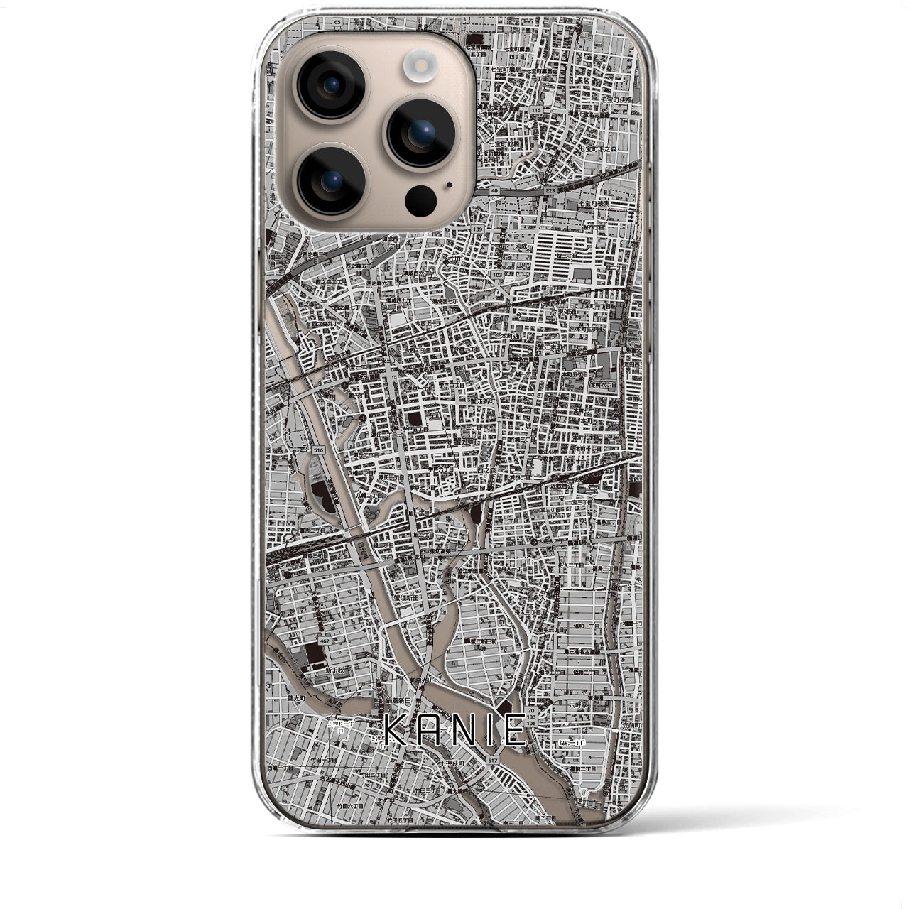 【蟹江（愛知県）】地図柄iPhoneケース（クリアタイプ）