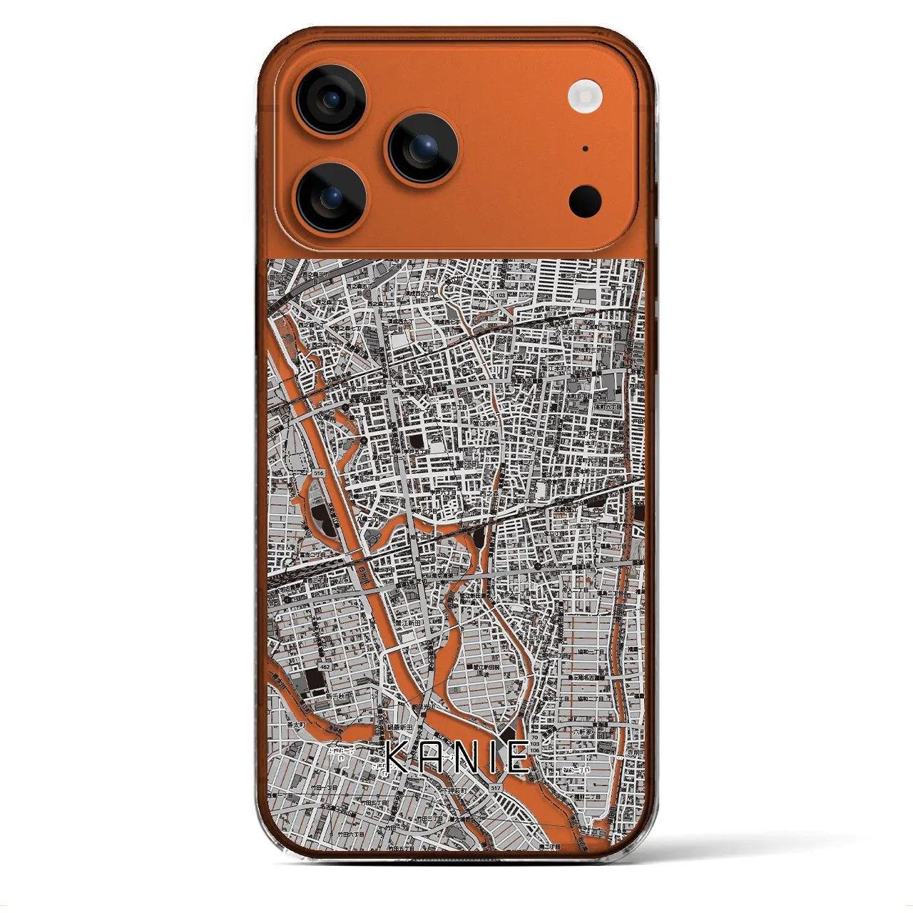 【蟹江（愛知県）】地図柄iPhoneケース（クリアタイプ）