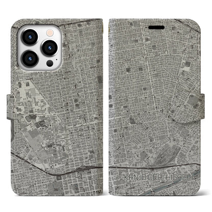 【環状通東（北海道）】地図柄iPhoneケース（手帳タイプ）モノトーン・iPhone 13 Pro 用