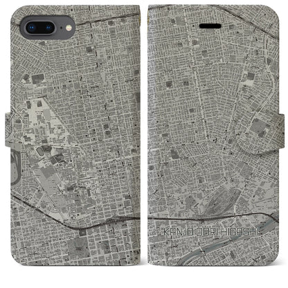 【環状通東（北海道）】地図柄iPhoneケース（手帳タイプ）モノトーン・iPhone 8Plus /7Plus / 6sPlus / 6Plus 用