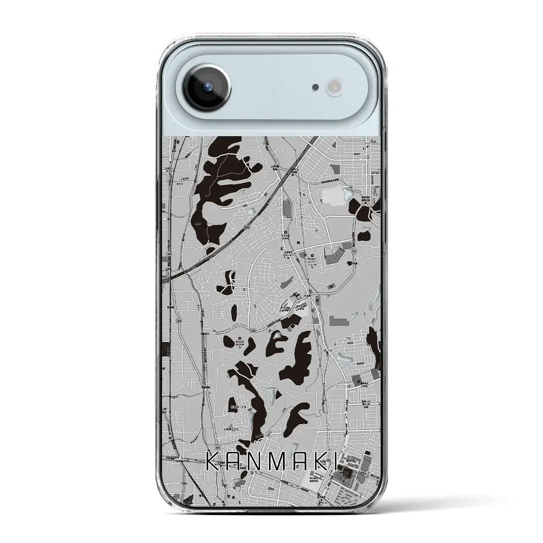 【上牧(奈良県)】地図柄iPhoneケース(クリアタイプ)モノトーン・iPhone 17 Pro Max 用