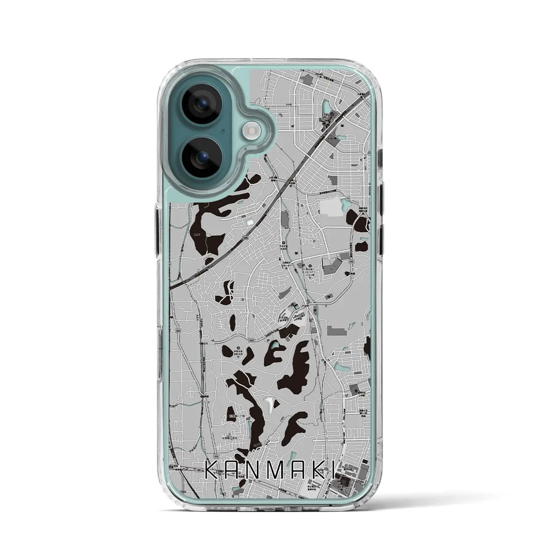 【上牧(奈良県)】地図柄iPhoneケース(MagSafeタイプ)モノトーン・iPhone 16 Pro 用