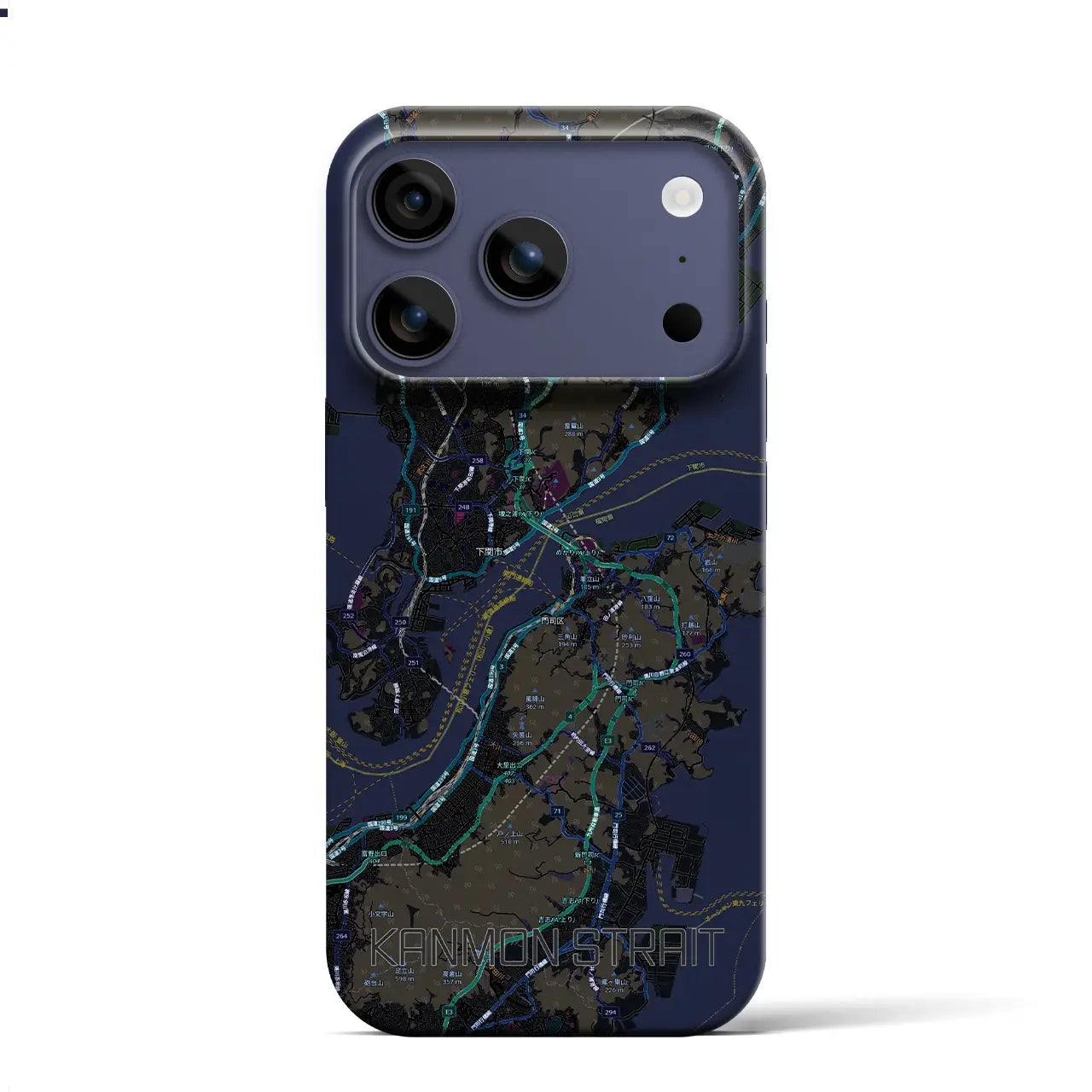 【関門海峡（山口県）】地図柄iPhoneケース（バックカバータイプ）