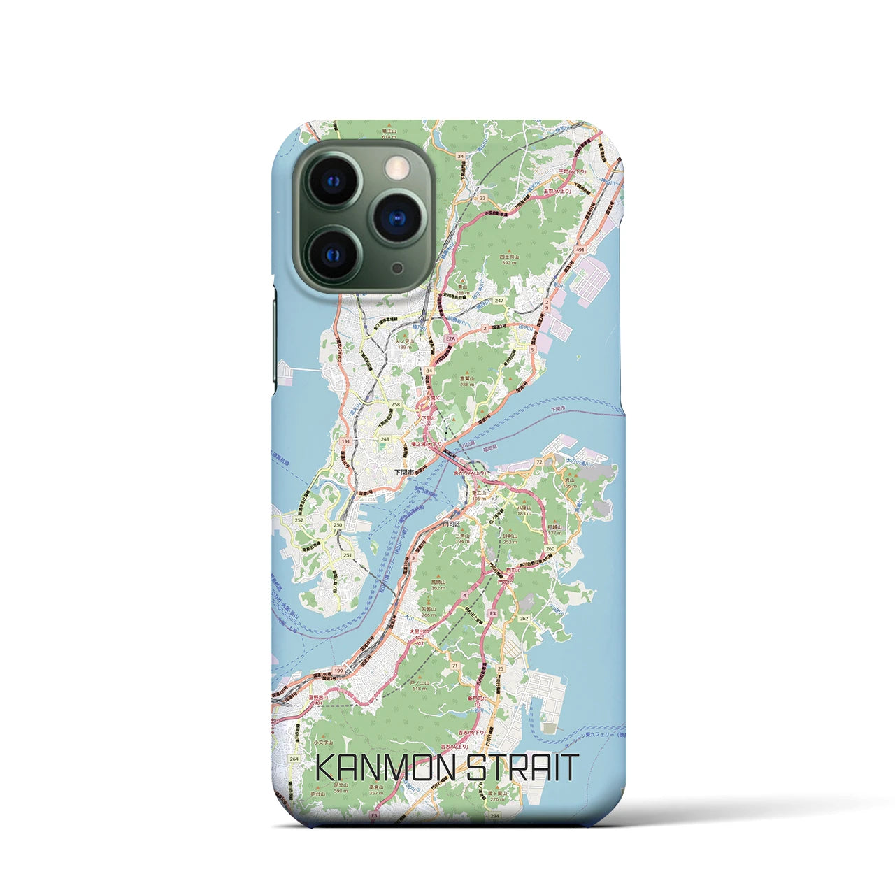 【関門海峡（山口県）】地図柄iPhoneケース（バックカバータイプ）ナチュラル・iPhone 11 Pro 用