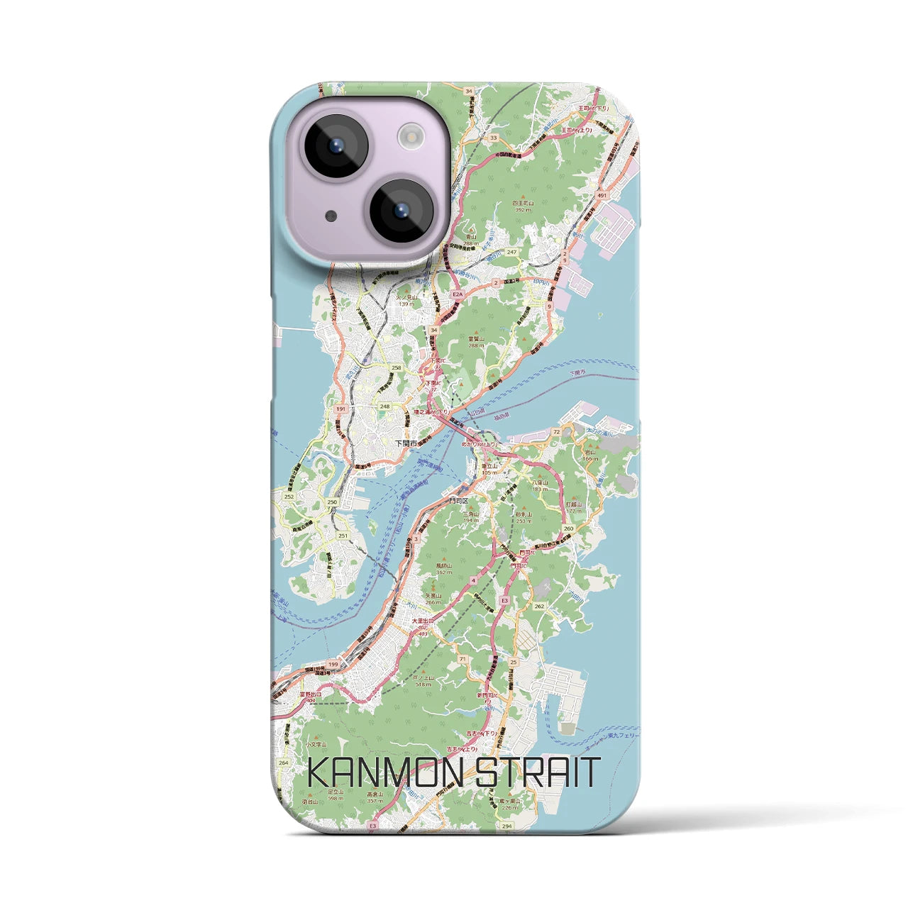 【関門海峡（山口県）】地図柄iPhoneケース（バックカバータイプ）ナチュラル・iPhone 14 用