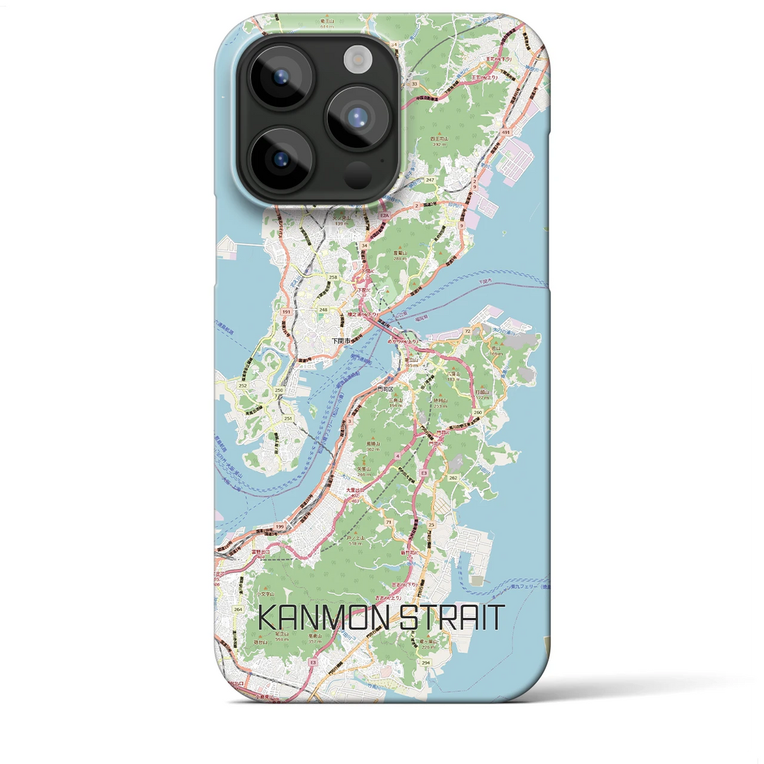 【関門海峡（山口県）】地図柄iPhoneケース（バックカバータイプ）ナチュラル・iPhone 15 Pro Max 用