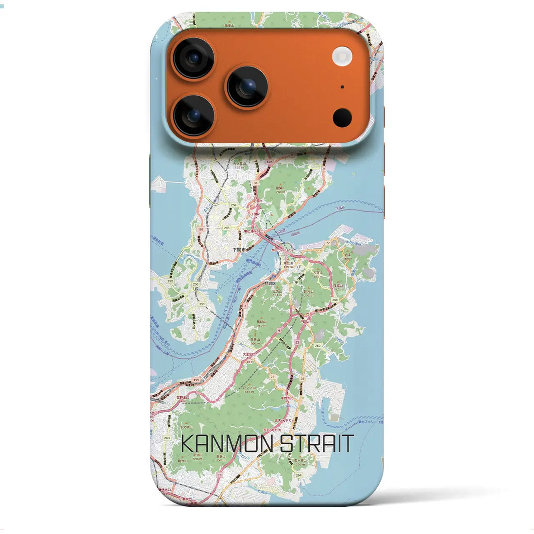 【関門海峡(山口県)】地図柄iPhoneケース(バックカバータイプ)ブラック・iPhone 17 Pro Max 用