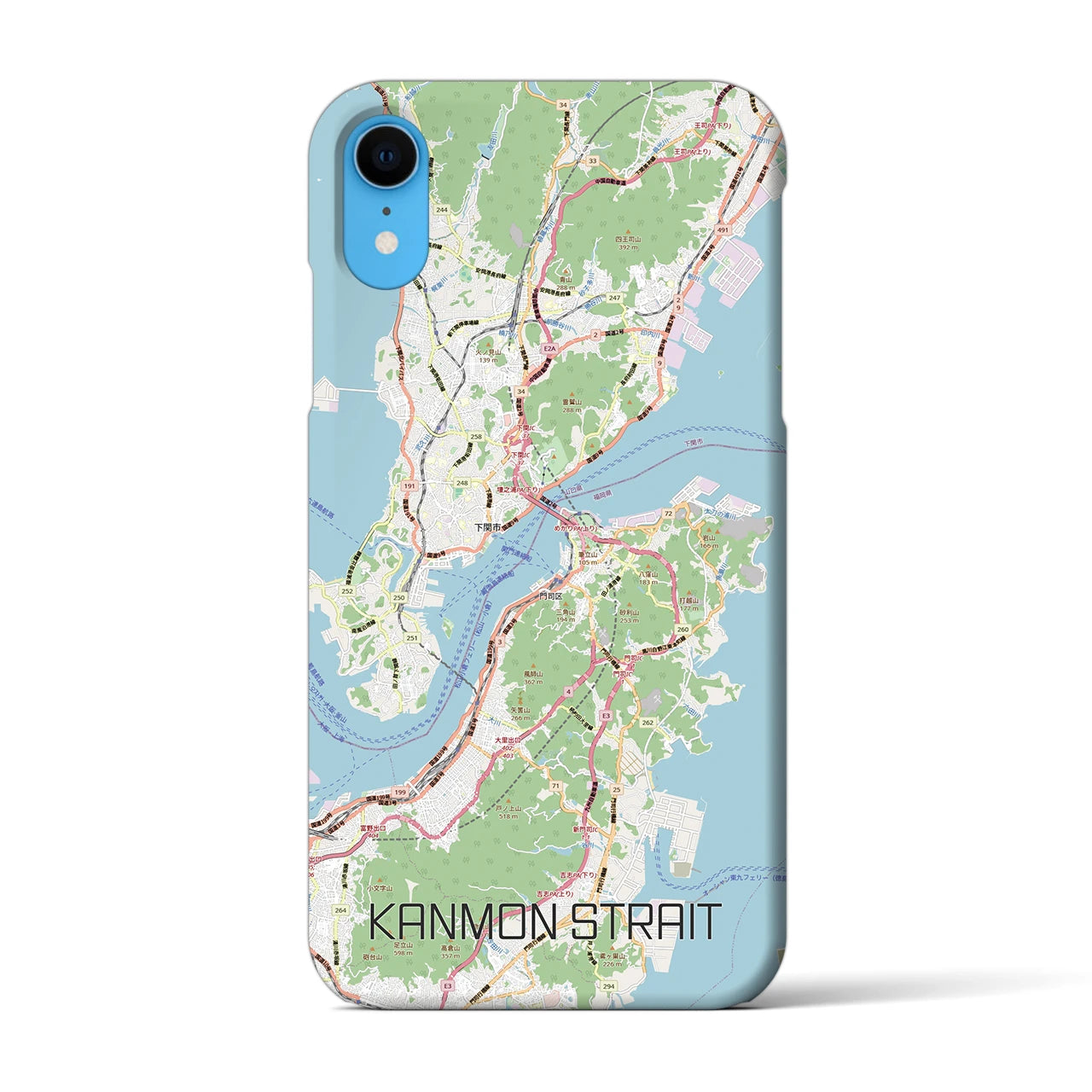 【関門海峡（山口県）】地図柄iPhoneケース（バックカバータイプ）ナチュラル・iPhone XR 用