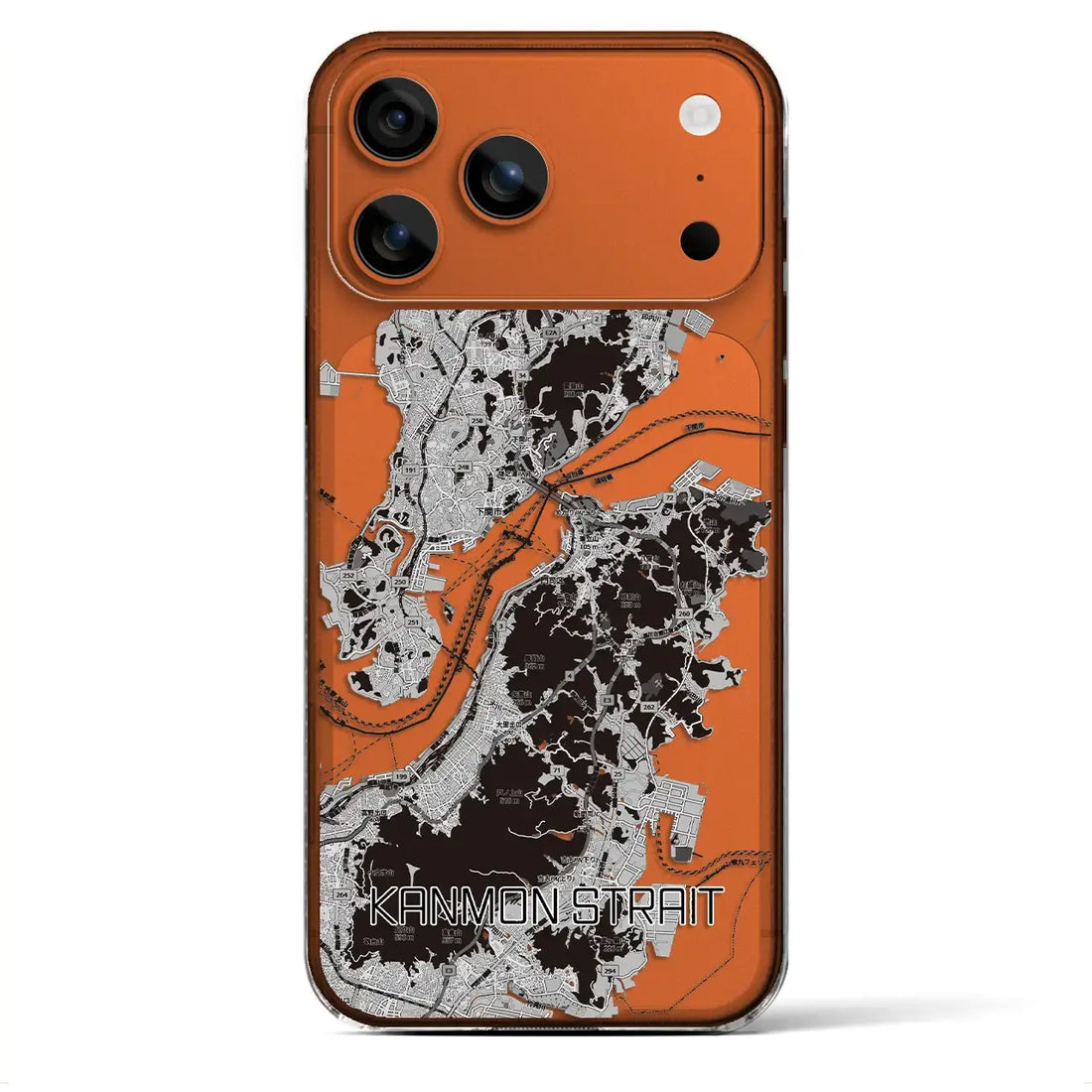 【関門海峡(山口県)】地図柄iPhoneケース(クリアタイプ)モノトーン・iPhone 17 Pro Max 用