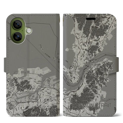 【関門海峡（山口県）】地図柄iPhoneケース（手帳タイプ）