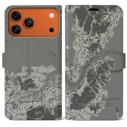 【関門海峡（山口県）】地図柄iPhoneケース（手帳タイプ）