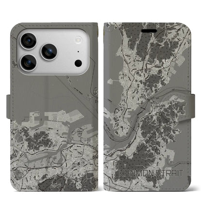 【関門海峡（山口県）】地図柄iPhoneケース（手帳タイプ）